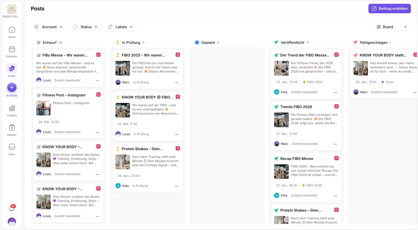 Posts Board – Content-Workflow von Idee bis Veröffentlichung